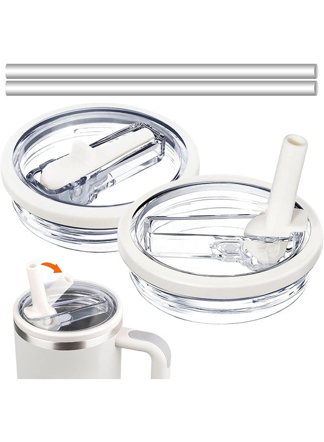 بكومور عبوة من قطعتين فاخرتين من أغطية أكواب ستانلي كوينشر سعة 40 أونصة مع شفاطة قابلة للطي - مانعة للتسرب والانسكاب، مناسبة لأكواب ستانلي كوينشر سعة 40 أونصة، ملحقات أكواب قابلة لإعادة الاستخدام وخالية من مادة BPA - Image 1